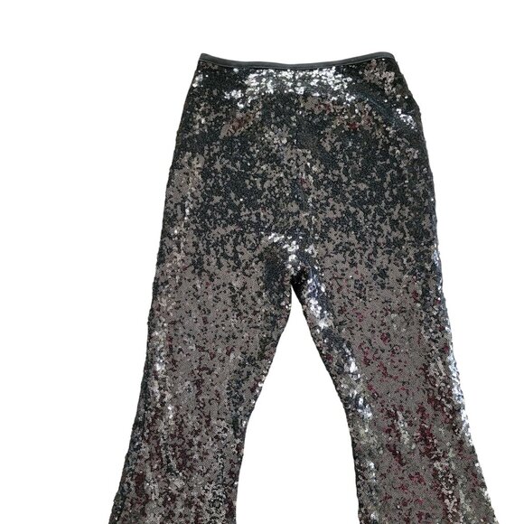 Anthropologie Joni Sequin Flare Pants Size 00 Black High Rise Cocktail Festival - Picture 3 of 8